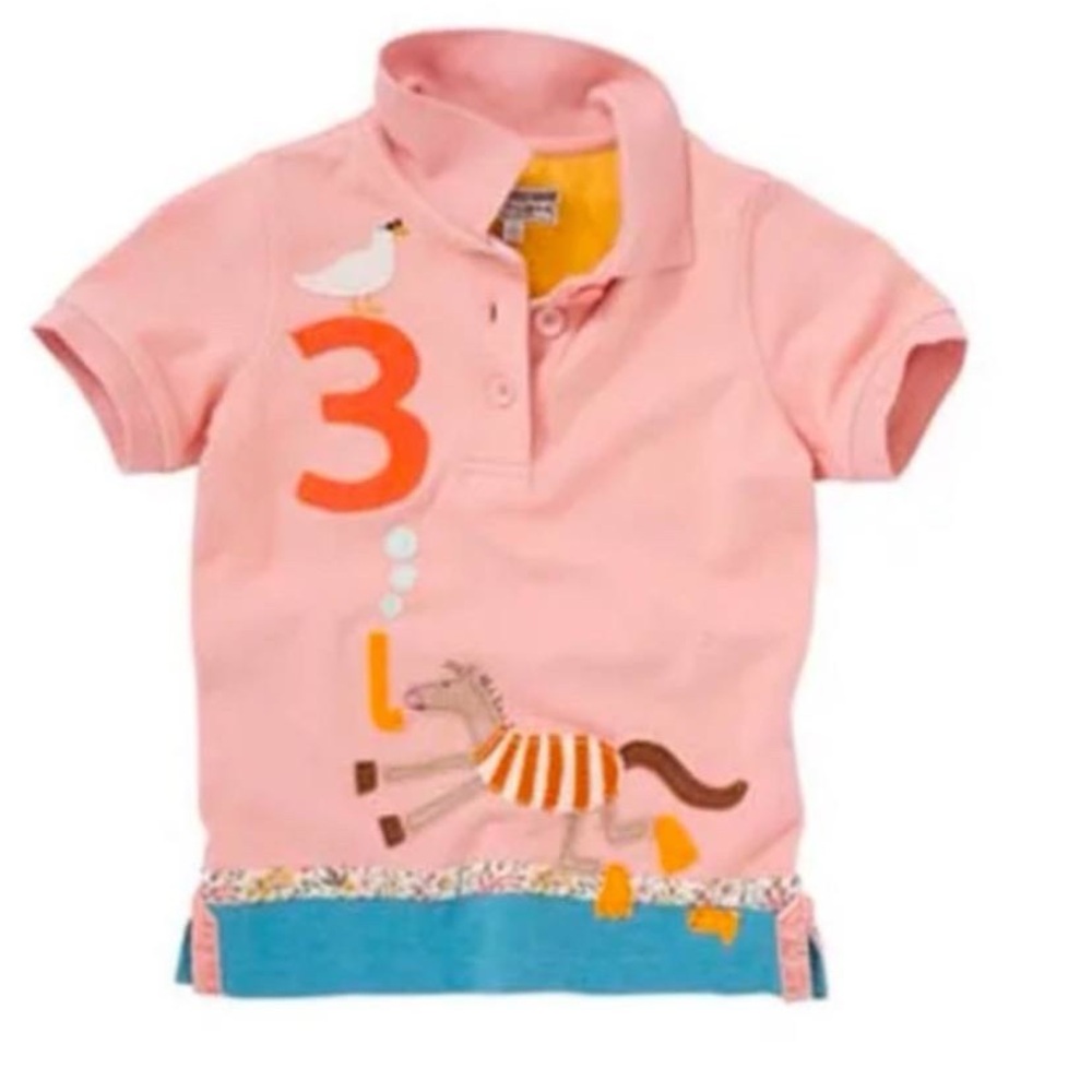 Pink Kids Polo Shirt with Animal Print
